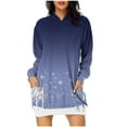 thumbnail image 1 of Pisexur Robes de Noël pour Femmes Mode Imprimé Flocon de Neige Sweat à Capuche Robe Décontractée Manches Longues Robes d'Automne Robe de Fête Mini Robe avec Poches, 1 of 2