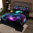 thumbnail image 2 of Gaming Quilt Set Gamer Bedspread Set Twin,Neon Lights Abstract Geometry Honeycomb Coverlet Set Gamer Room Decor for Boys, 2 of 5