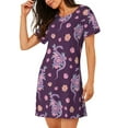 thumbnail image 2 of Rateoe Snake And Flower Print Women’s Nightdress – Cozy Cotton Short-sleeved Sleep Shirt, Loose-Fit Sleepwear, Perfect for Relaxing and Sleeping, 2 of 6