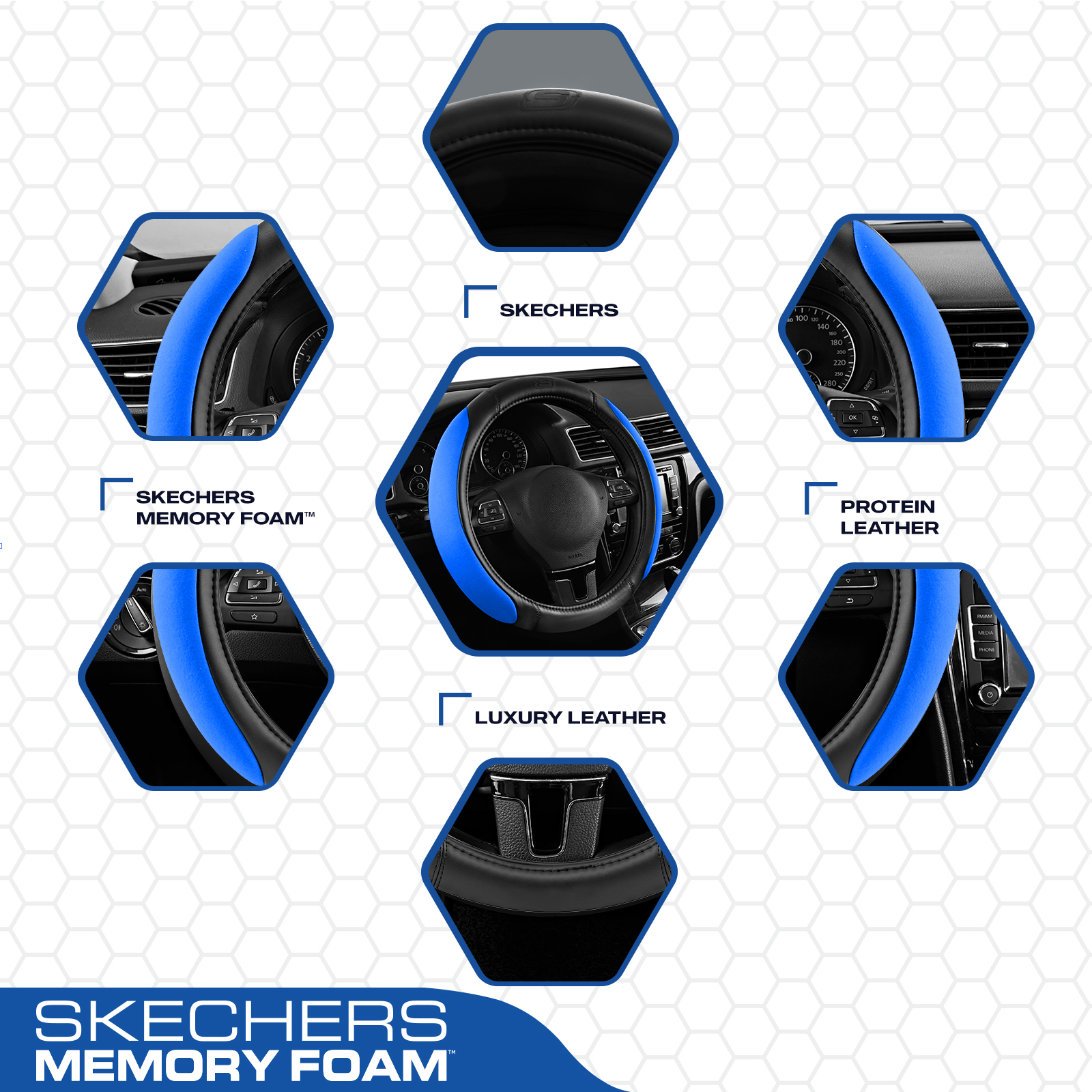 Skechers Memory Foam Steering Wheel Cover, Blue photo 2