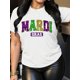 thumbnail image 1 of Camiseta para mujer básica veranoEveryday Comfort, Women's Mardi Gras Red T-Shirt - Sparkling Diamond Letter Print, Casual Crew Neck Short Sleeve Top, Breathable Polyester FabricFather's Day, Mother, 1 of 5