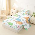 thumbnail image 2 of Homewish Cartoon Dino Twin Sheets,Cute Floral Bedding,White,3pcs,1 Fitted Sheet and 1 Pillowcase, 2 of 6