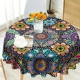 thumbnail image 1 of Nappe Ronde Boho 60 Pouces, Nappe Bohème, Nappe Colorée en Polyester Imperméable, Anti-Taches et Infroissable, Nappe Circulaire pour Intérieur et Extérieur, Housse de Table pour Maison, Cuisine, Salle à Manger, Fête, Déco de Patio, 1 of 5