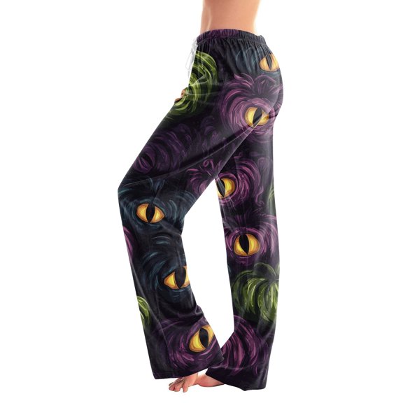 Womens Lounge Pants Halloween Pumpkin Print Elastic Waist Comfy Pjs Sleep Bottoms
