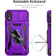 thumbnail image 2 of iPhone XR Case with Slide Camera Cover Drop Tested Military Grade Heavy Duty Protective Durable Sturdy Rotate Ring Kickstand Phone Case for iPhone XR(Purple), 2 of 13
