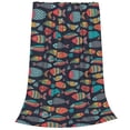 thumbnail image 2 of Fuzoiu Colorful Fish Print Ultra-Soft Micro Fleece Blanket,All Seasons Flannel Throw, Lightweight Blanket for Bed, Sofa, Couch, Movie Night, Camping, and Travel-60"x50", 2 of 7