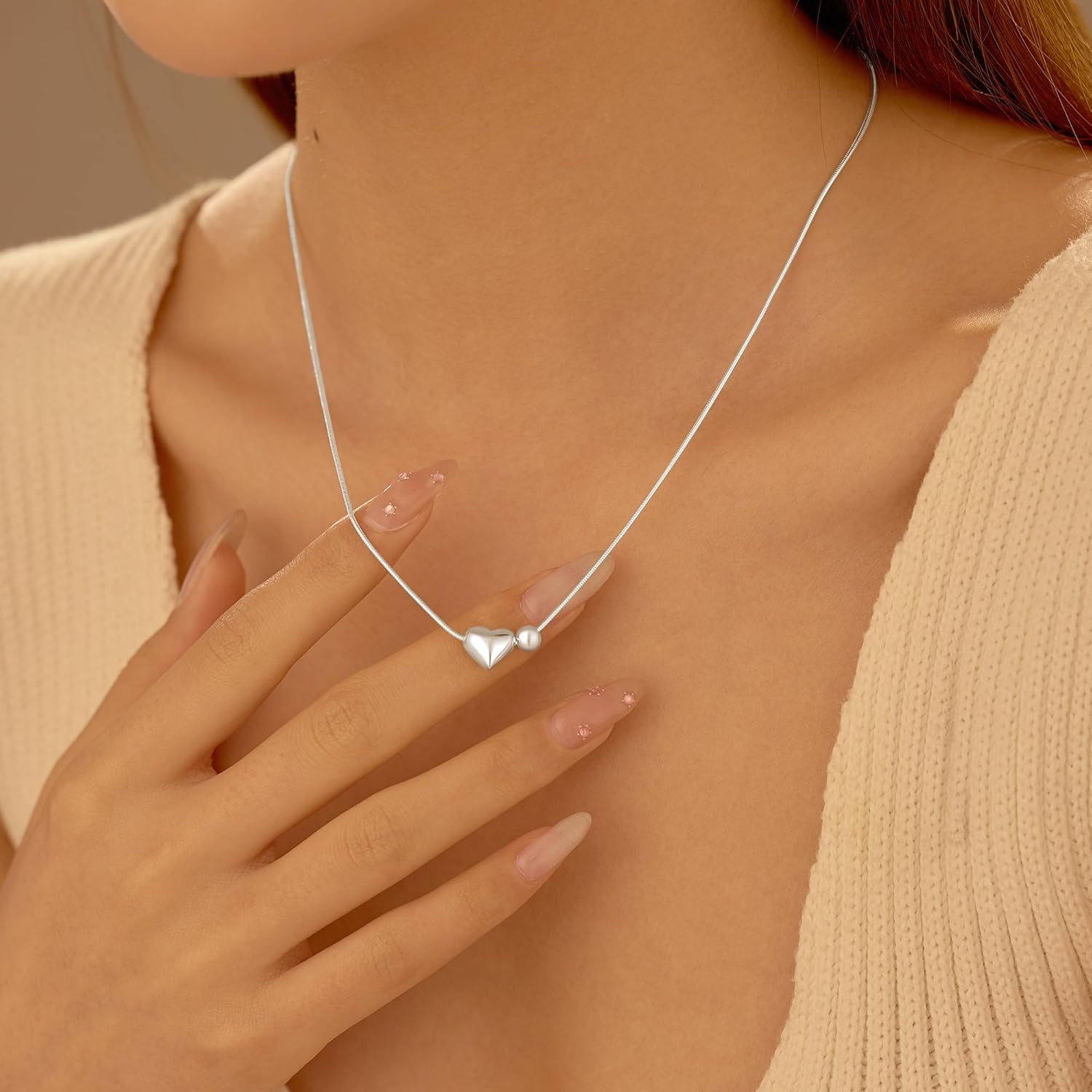 Leander S925 Sterling Silver Heart Necklace for Women Dainty 14k Gold Plated CZ Infinity Love Heart Opal North Star Pendant Choker Necklaces Trendy Chain Jewelry Birthday Gifts for Mom to Daughter