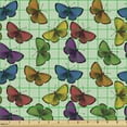 thumbnail image 2 of Ambesonne Butterfly Fabric by the Yard Upholstery, Surreal Wings of Nature, 2 Yards, Mint Green and Burnt Orange, 2 of 5