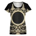 thumbnail image 5 of Ornate Frame Elegant Design Black Women's Blouse Short Sleeve Women's Top T-Shirt Spring Summer Clothes, 5 of 7