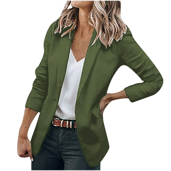 Aqestyerly Women Coats Clearance Women'S Casual Lightweight Blazer Open Front Lapel Long Sleeve Jacket Work office Blazer for Daily/Work