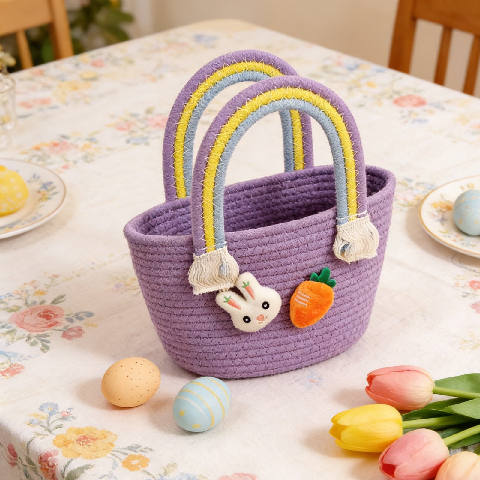 Lunxisen 4 Pcs Easter Bunny Party Decoration Storage Basket Candy Holder for Home Celebration Gift