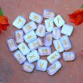 thumbnail image 4 of Crocon Opalite Rune Stones Set with Elder Futhark Alphabet Engraved Symbol (Set of 25) for Chakra Balancing Decorative Home Office Stone Size :- 20-25 mm App. | with a Pouch & A Rune brochure, 4 of 8