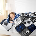 thumbnail image 4 of jejeloiu Football Game Gaming Twin Comforter Sets,Blue White Gray Buffalo Bedding Set For Men Women Reversible 2 Pieces, 4 of 8