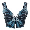 thumbnail image 1 of V Neck Backless Top, Breathable Buckle Short  Backless Strap Top  For Party Blue, 1 of 6