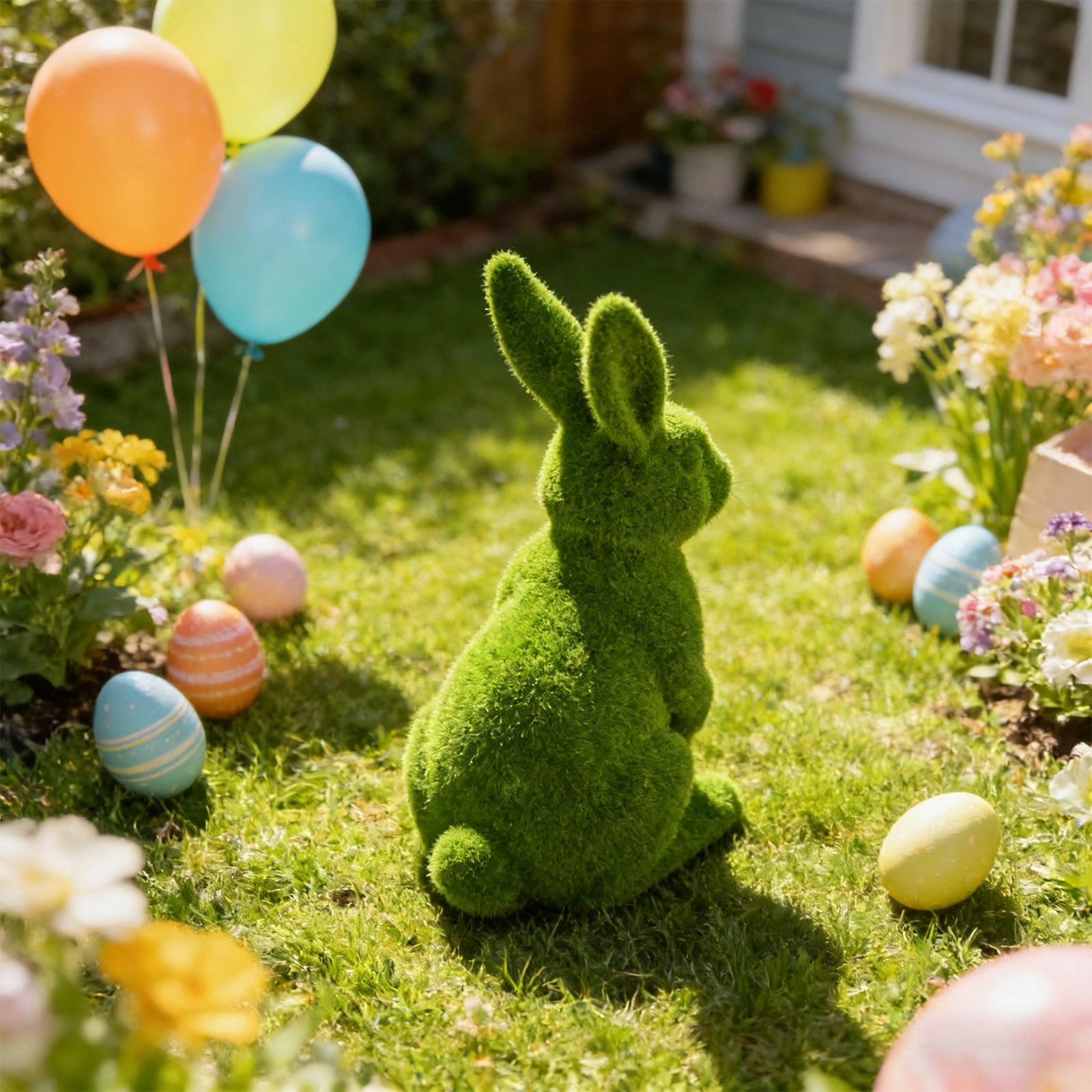 Easter Garden Sculpture Statue - Resin Outdoor Patio & Yard Art, Hand-Painted Holiday Decor for Garden Beds & Porch (13.2 Inch)