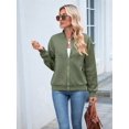 thumbnail image 3 of Womens Jacket Coat Casual Stand Collar Zip Up Fall Fashion Jackets Outfits with Pockets  Green M, 3 of 8