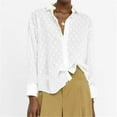 thumbnail image 3 of Aunavey Womens Polka Dot Tops Loose Blouses,Elegant Long Sleeve Turn Down Collar White OL Shirt, 3 of 5