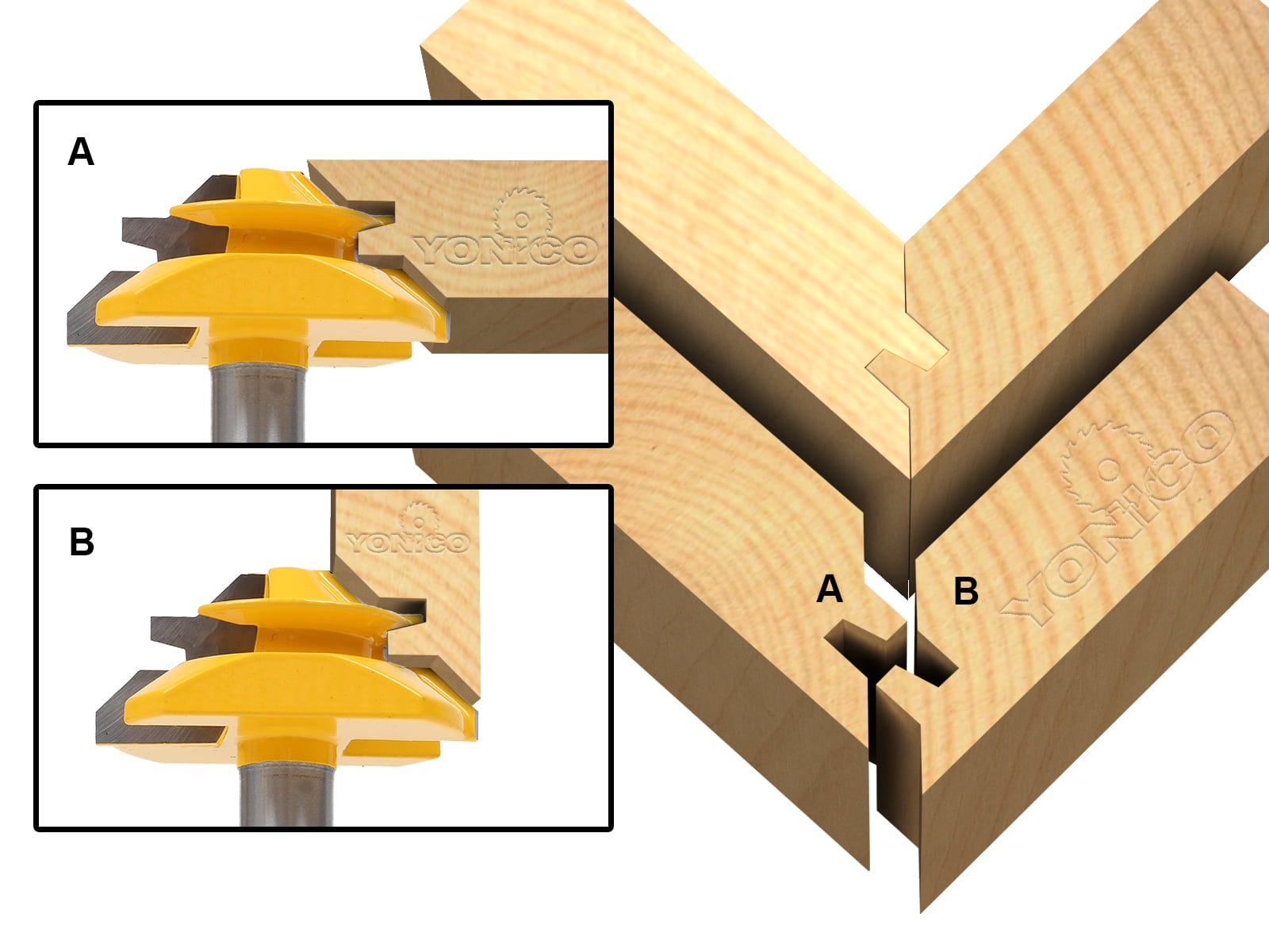 Yonico Large Lock Miter Router Bit - 45 Degree - 1" Stock - 1/2" Shank 15122