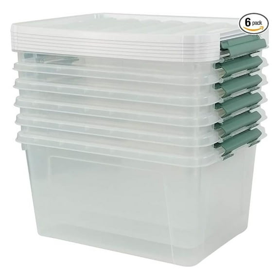 6 Pcs Large Clear Storage Box, 35 Qt Plastic Bins with Lids for Versatile Storage