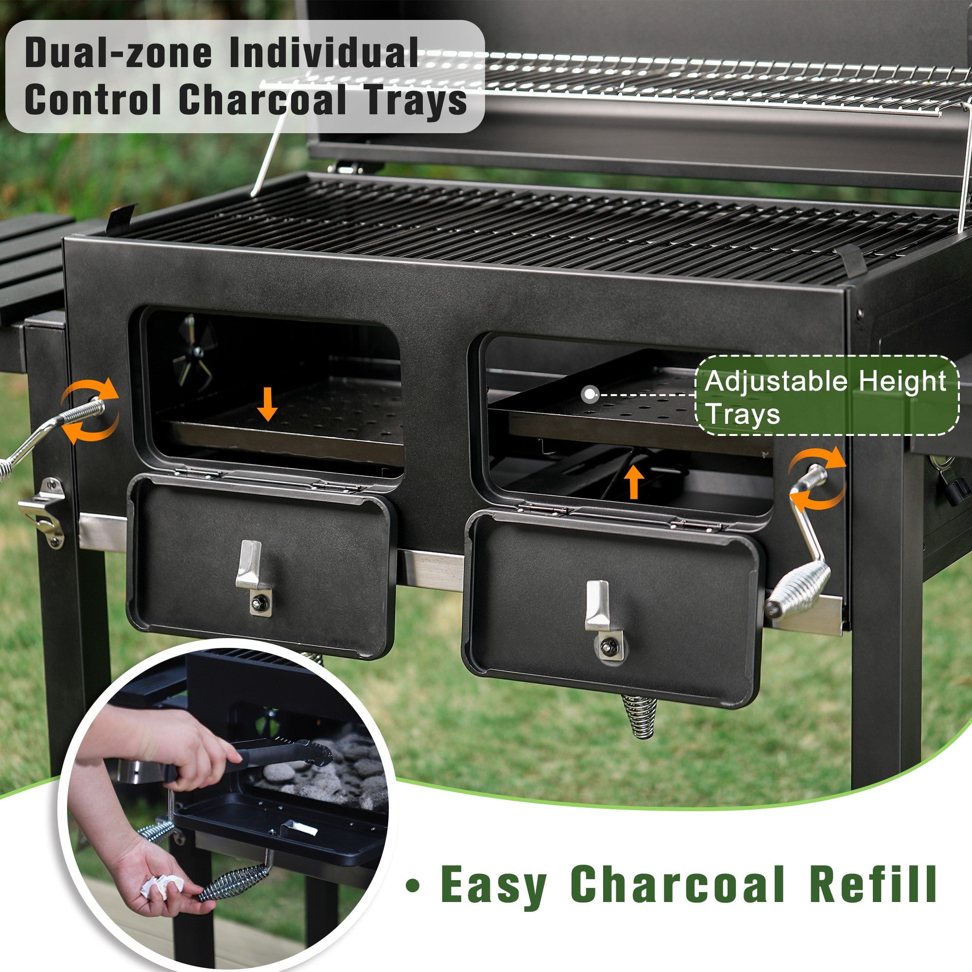 Sophia & William Heavy-duty Charcoal BBQ Grills Extra Large Outdoor  Barbecue Grill with 794 SQ.IN. Cooking Area, Dual-Zone Individual &  Adjustable
