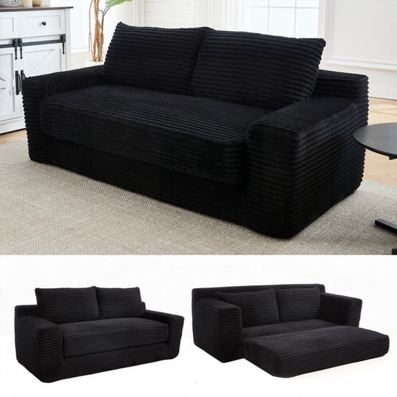 Memory foam L-shaped sofa - Convertible, Zero Assembly, Corduroy - Small Space Solution