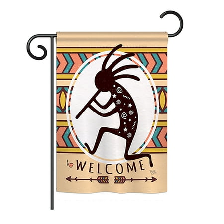 Breeze Decor G165144-BO Welcome Kokopelli Dance Country & Primitive Southwest Impressions Decorative Vertical 13" x 18.5" Double Sided Garden Flag Printed In USA