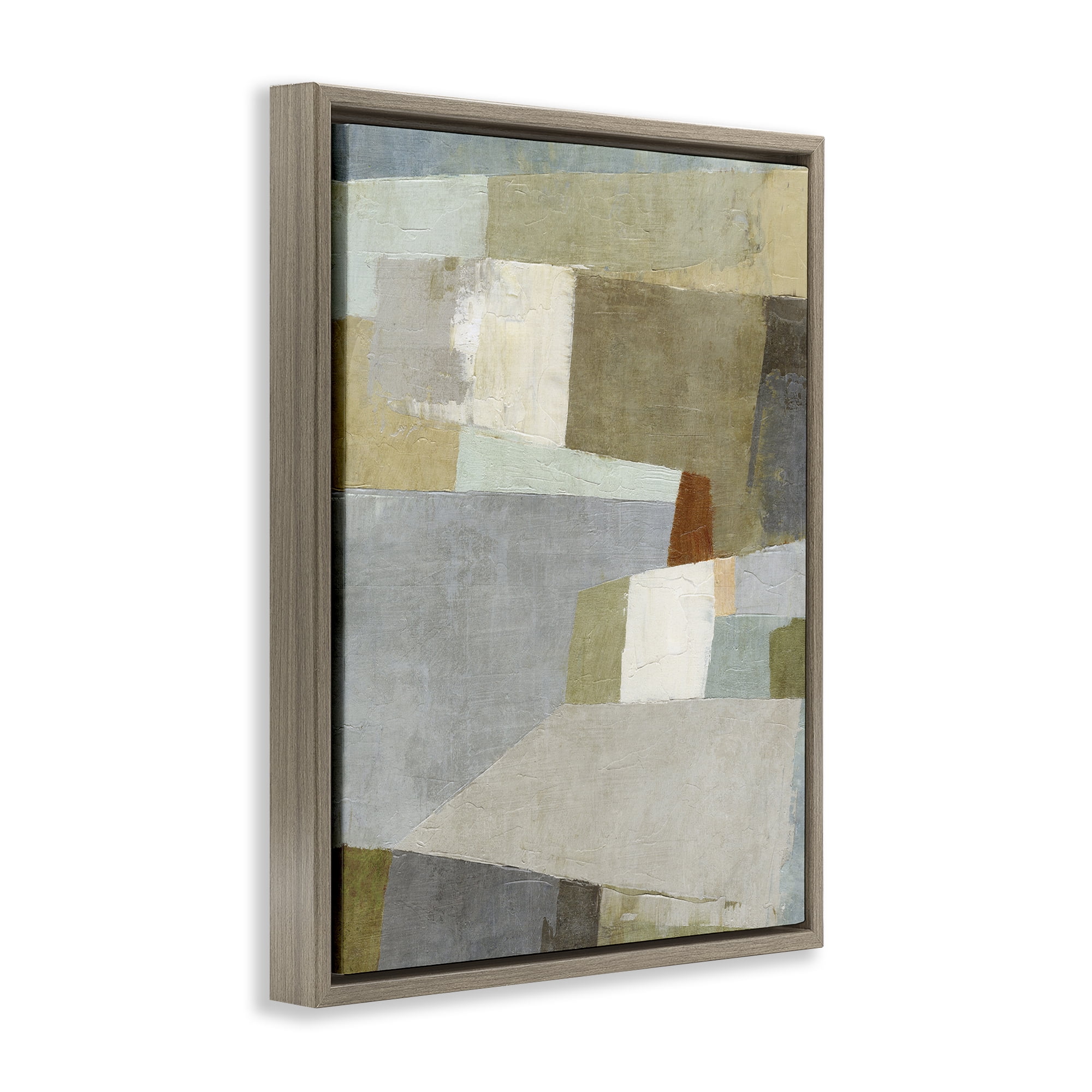 Stupell Industries Causeway Neutral Geometrics Brown Framed Floater Canvas Wall Art, design by Suzanne Nicoll