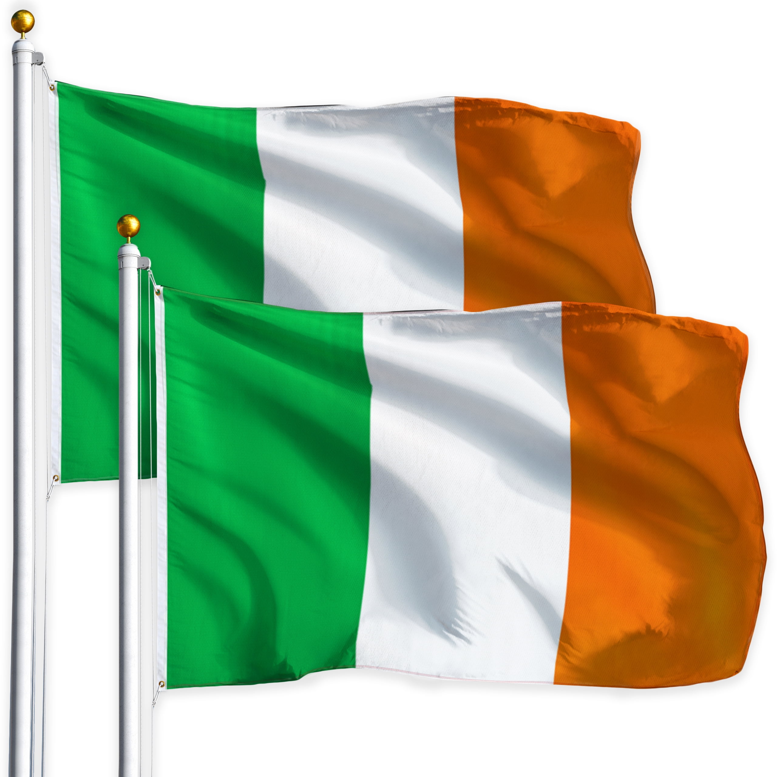 G128 TWO PACK FLAG OF IRELAND LARGE 3x5 FT IRISH EIRE INDOOR OUTDOOR