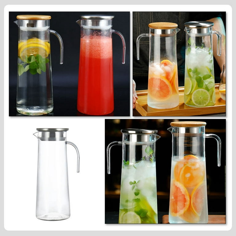 JoyJolt 68 fl.oz Clear Beverage Serveware Glass Drink Pitcher with