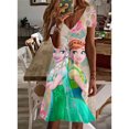 thumbnail image 5 of Yanluna Disney Frozen Robe Princesse Elsa pour Femmes Imprimée Col en V Manches Courtes Robe Décontractée Style Simple Vêtements pour Femmes, 5 of 5