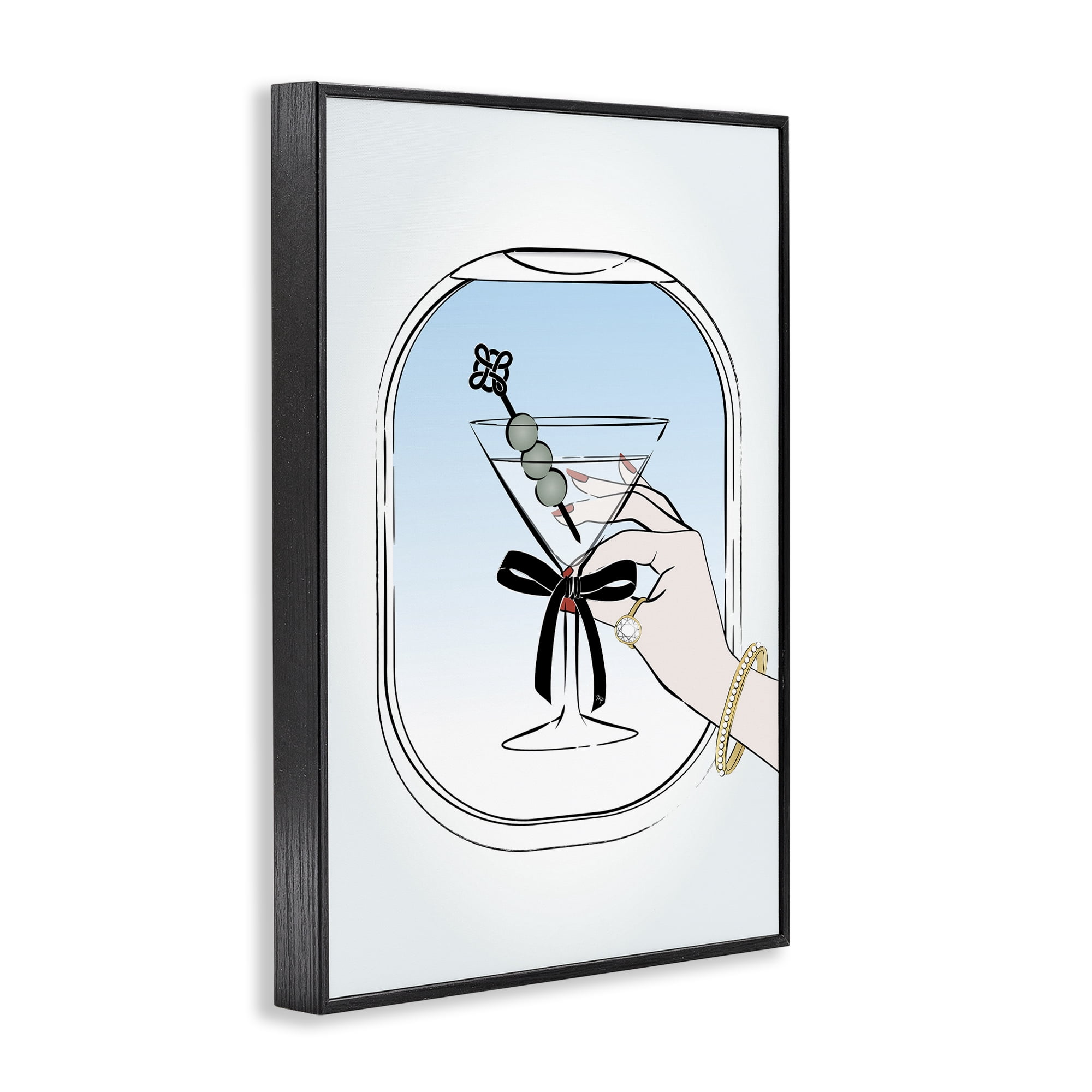 Stupell Industries First Class Cocktail Food & Beverage Painting Black Framed Art Print Wall Art, 12 x 18