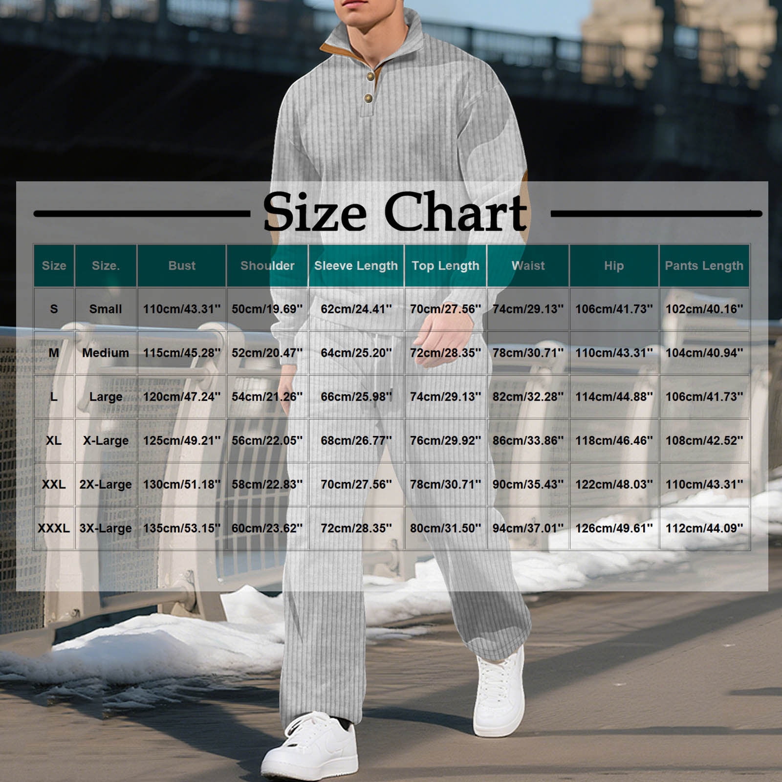 Men's Ribbed Tracksuit Sets Casual Stand Collar Sweatshirt and Straight Leg Sweatpants Suits
