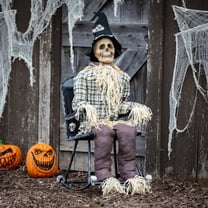 29 1/4" x 47 1/4" Animated Scarecrow on Rocking Chair Halloween Decoration