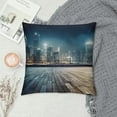 thumbnail image 2 of Nawypu  Landscape Throw Pillow Cushion Cover, Asia China Hong Kong City Skyline View at Blue Night Towers and Skyscapers Photo, Decorative Square Accent Pillow Case,, 2 of 5