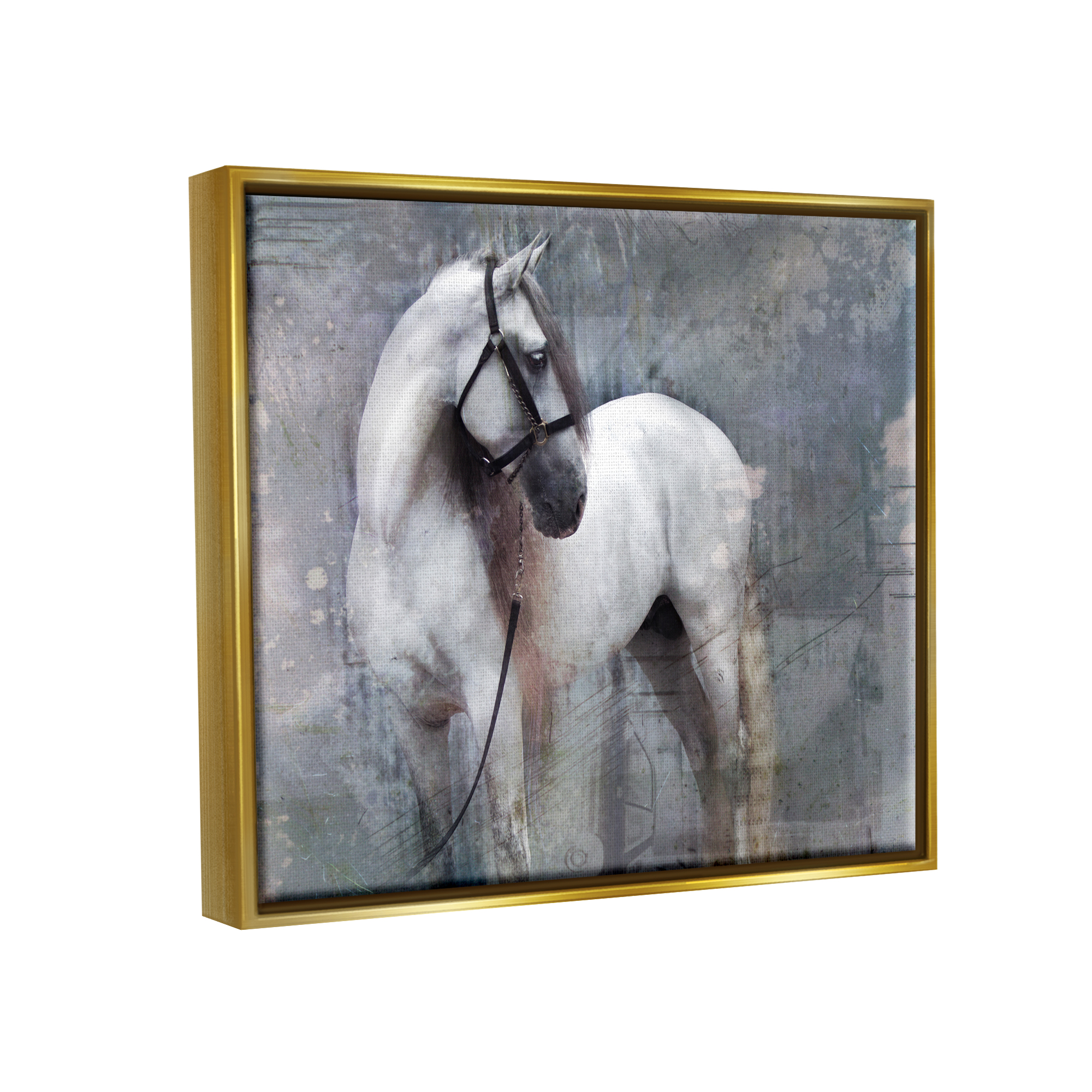 Stupell Industries Abstract Grey Horse Stallion Animals & Insects Painting Gold Floater Framed Art Print Wall Art