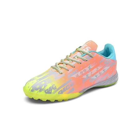 

Fangasis Womens Soccer Cleats Spike Training Shoe Ground Football Shoes Kids Trainers School Slip Resistant Lace Up Sneakers Orange Short Spike 11.5