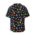 thumbnail image 6 of Lsque Space D print Men's Cuban Collar Short Sleeve Shirt Summer Beachwear Casual Button Down Fashionable Vacation Leisure Shirt-Small, 6 of 7
