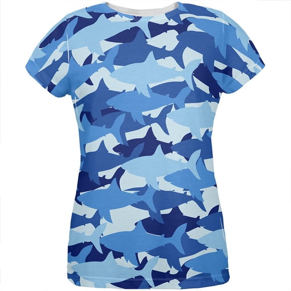 Shark Camo All Over Womens T-Shirt - Large