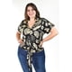 thumbnail image 1 of Blusa fresca con moño Roman Fashion /Tallas Extras, 1819 (Negro flor) negro 42, 1 of 6