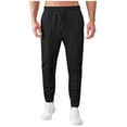thumbnail image 3 of UVEASISHA Sweatpants for Men Elastic Waist Drawstring Twill Jogger Pants Active Casual Running Athletic Trousers Solid Tapered Pants with Pockets Black S, 3 of 7