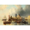 thumbnail image 3 of Josef Carl Berthold Püttner 24x18 Black Modern Framed Museum Art Print Titled - Venice - Hustle and Bustle by the Punta Della Dogana and Santa Maria Della Salute, 3 of 5