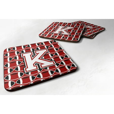 

Carolines Treasures CJ1082-KFC Letter K Football Cardinal and White Foam Coaster Set of 4 3 1/2 x 3 1/2 multicolor