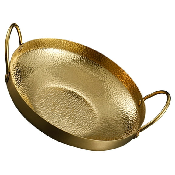 WRITWAA Golden Stainless Steel Wok Cooking Pan with Double Handles Versatile Home Kitchen Pot