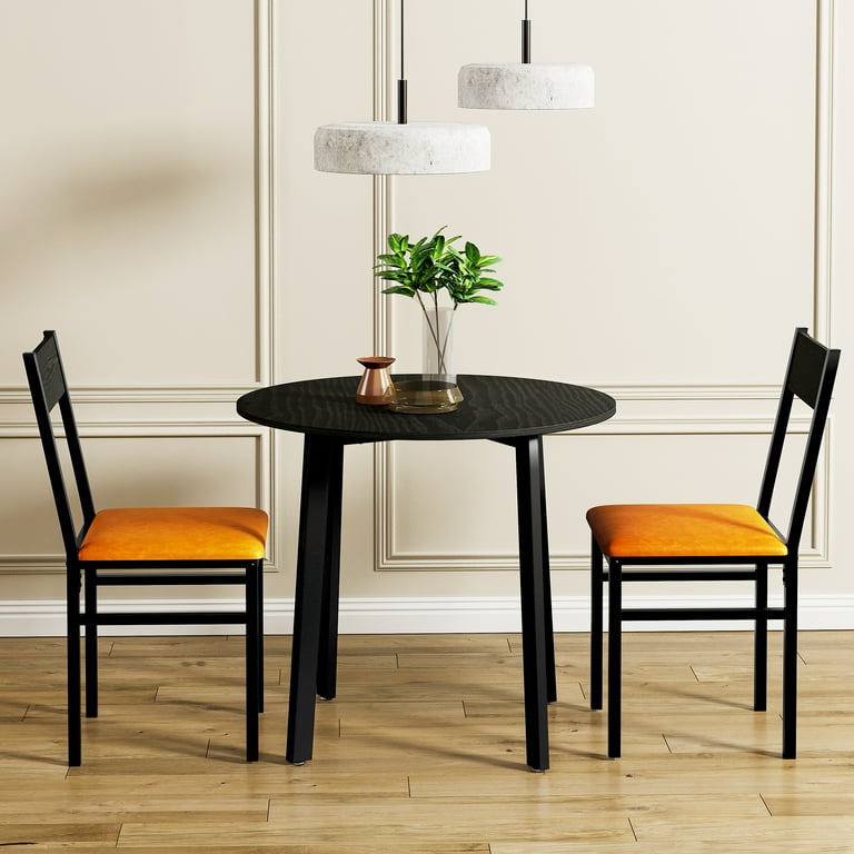 FITUEYES 3 Piece Modern Dining Table Set, Black/Vintage Orange - Walmart.com FITUEYES 3 Piece Modern Dining Table Set, Black/Vintage Orange - Walmart.com