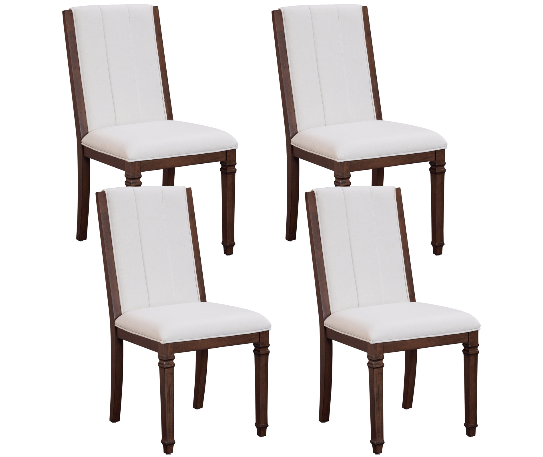 WAMPAT Modern Upholstered Dining Chairs Set of 4,Farmhouse Kitchen Chairs with Fabric Cushion & Solid Back for Dining Room,Living Room,Espresso
