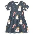 thumbnail image 2 of FORMRS Girls Short Sleeve Dress Summer Casual Round Neck A-line Beach Sundress, Sizes 2T-8T, Playful Winter, 2 of 8
