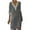 Gray, variant on CFLVAEK Cotton Linen Summer Dress for Women 2025 Plus Size Elbow Length Sleeve Dress Casual Eyelet V Neck Midi Dress Solid Color Beach Vacation Dress White M