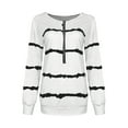 thumbnail image 3 of Fangasis Ladies T-shirt V Neck Tee Striped T Shirt Women Fashionable Tops Loose Dailywear Tunic Blouse White S, 3 of 7