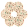 thumbnail image 2 of Haosy Set of 6 Drink Woven Coaster with Holder Heat Resistant Non-Slip Bar Coasters 4 Inches Christmas Tree Presents Candy Cane, 2 of 7