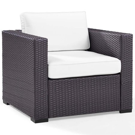 Crosley Biscayne Wicker Patio Arm Chair In Brown And White Walmart Canada